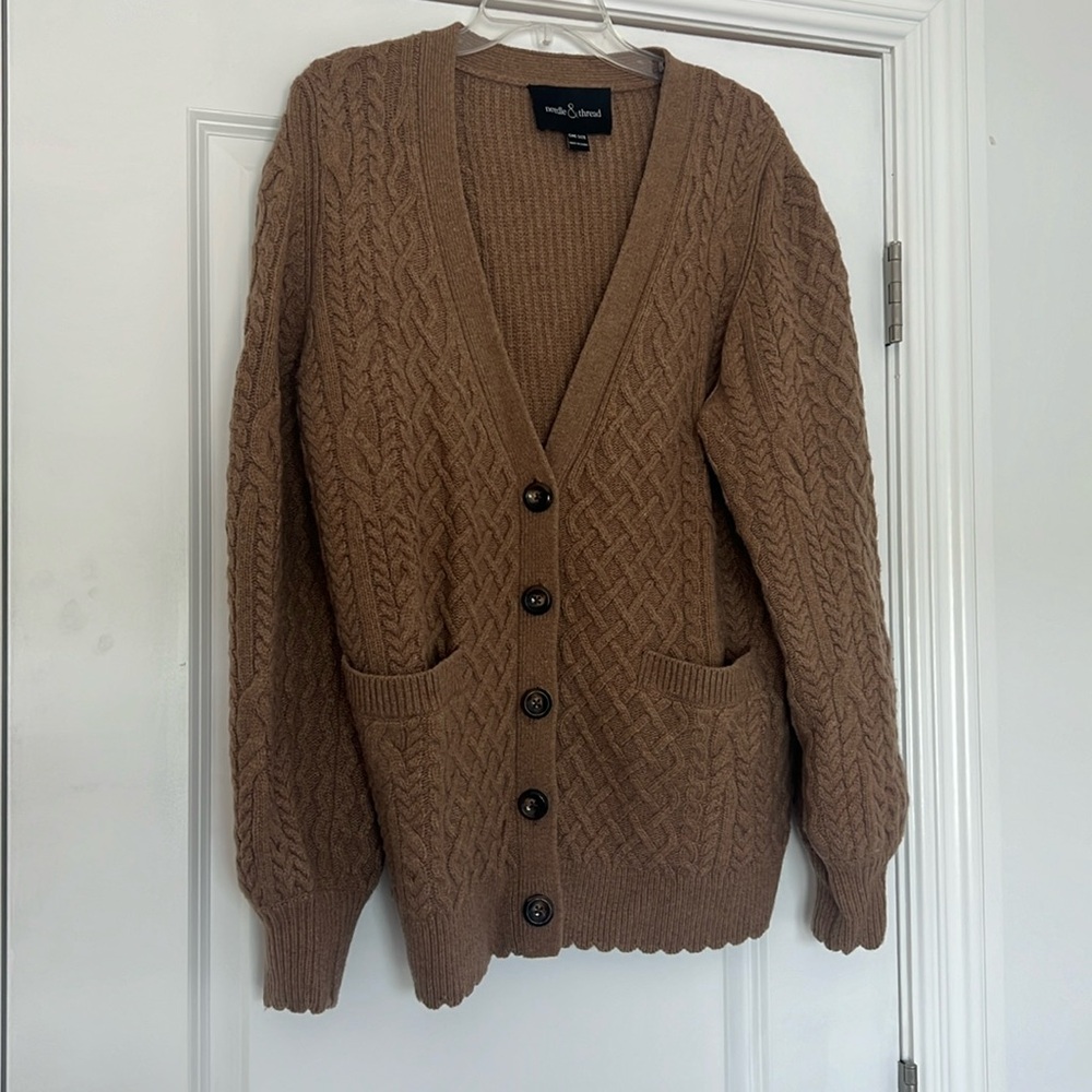 Needle & Thread Brown Cable Knit Cardigan